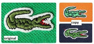 fake Lacoste vs real embroidery compaerison